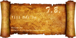 Till Béla névjegykártya